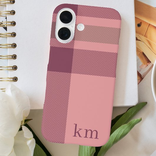 Moderne Monogrammed Chic Pink Girly Case-Mate iPhone Case