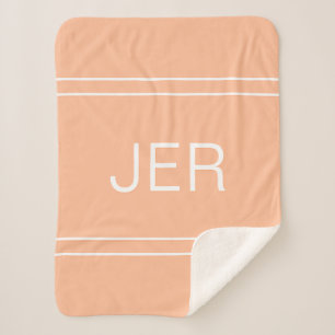 Moderne Monogrammed Custom Classic Initialen Peach Sherpa Deken