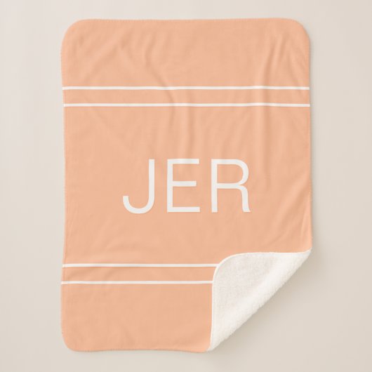 Moderne Monogrammed Custom Classic Initialen Peach Sherpa Deken (Voorkant)