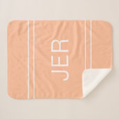 Moderne Monogrammed Custom Classic Initialen Peach Sherpa Deken (Voorkant (horizontaal))