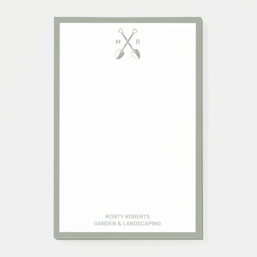 Moderne monogrammed Dusky Green Mannen Post-it Not Post-it® Notes (Voorkant)