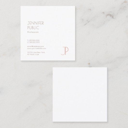 Moderne Monogrammed Eenvoudige Elegante Sjabloon L Vierkante Visitekaartje (Voorkant / Achterkant)