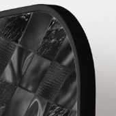 Moderne Monogrammed Elegant Zwart Faux Glitter Fol Pickleball Paddle (Links Detail)