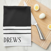 Moderne monogrammed Familienaam Kitchen Towels Theedoek (Quarter Fold)