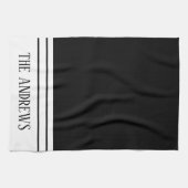 Moderne monogrammed Familienaam Kitchen Towels Theedoek (Horizontaal)