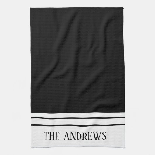 Moderne monogrammed Familienaam Kitchen Towels Theedoek (Verticaal)