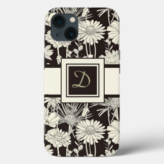 Moderne Monogrammed Floral iPad cases iPhone 13 Hoesje