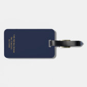 Moderne Monogrammed Geborsteld Metallic Goud Effec Bagagelabel (Achterkant horizontaal)