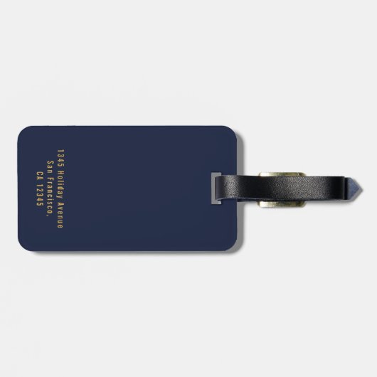 Moderne Monogrammed Geborsteld Metallic Goud Effec Bagagelabel (Achterkant horizontaal)