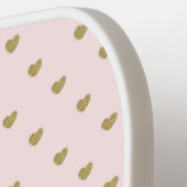 Moderne Monogrammed Girly Pink met Naam Pickleball Paddle (Links Detail)