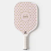 Moderne Monogrammed Girly Pink met Naam Pickleball Paddle (Achterkant)