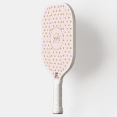 Moderne Monogrammed Girly Pink met Naam Pickleball Paddle (Links)