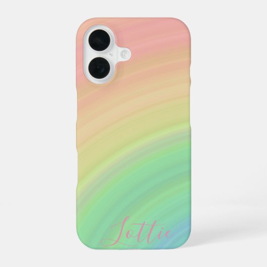Moderne Monogrammed Girly Rainbow Gradient iPhone 16 Hoesje (Achterkant)