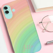 Moderne Monogrammed Girly Rainbow Gradient iPhone 16 Hoesje