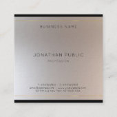 Moderne monogrammed Gold Silver Sjabloon Glamor Vierkante Visitekaartje (Achterkant)