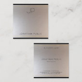 Moderne monogrammed Gold Silver Sjabloon Glamor Vierkante Visitekaartje (Voorkant / Achterkant)