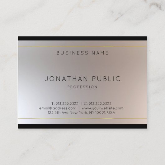 Moderne Monogrammed Goud Zilver Elegante Sjabloon Visitekaartje (Achterkant)