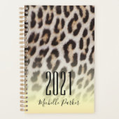 Moderne Monogrammed Gouden Luipaard Print Planner (Voorkant)