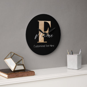 Moderne Monogrammed Initiaal F & Naam Gepersonalis Grote Klok