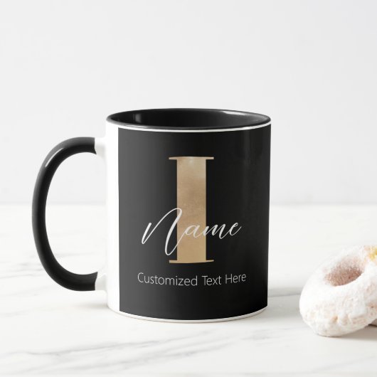 Moderne Monogrammed Initiaal I & Naam Gepersonalis Mok (Met donut)
