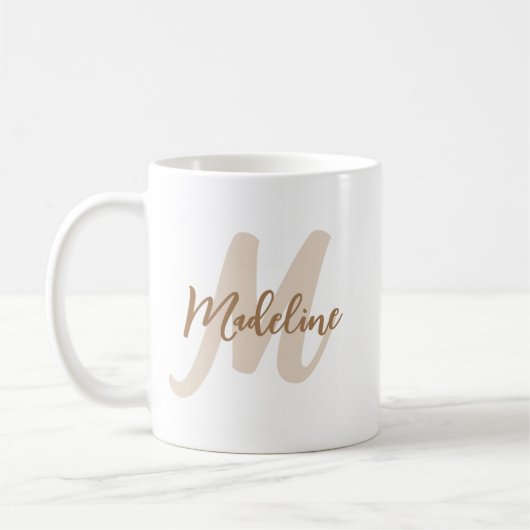 Moderne Monogrammed Initiaal Letter and Name Koffiemok (Links)