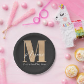 Moderne Monogrammed Initiaal M & Naam Gepersonalis Papieren Bordje (Feest)