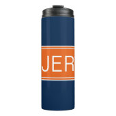 Moderne monogrammed Initiaal Oranje blauwe Drink Thermosbeker (Voorkant)
