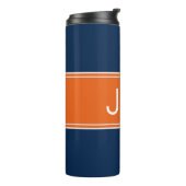 Moderne monogrammed Initiaal Oranje blauwe Drink Thermosbeker (Gedraaid links)
