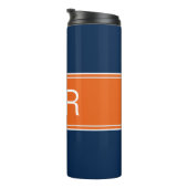 Moderne monogrammed Initiaal Oranje blauwe Drink Thermosbeker (Geroteerd rechts)