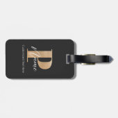 Moderne Monogrammed Initiaal P & Naam Gepersonalis Bagagelabel (Achterkant horizontaal)