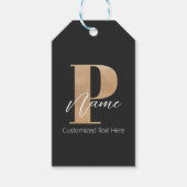 Moderne Monogrammed Initiaal P & Naam Gepersonalis Cadeaulabel (Voorkant)