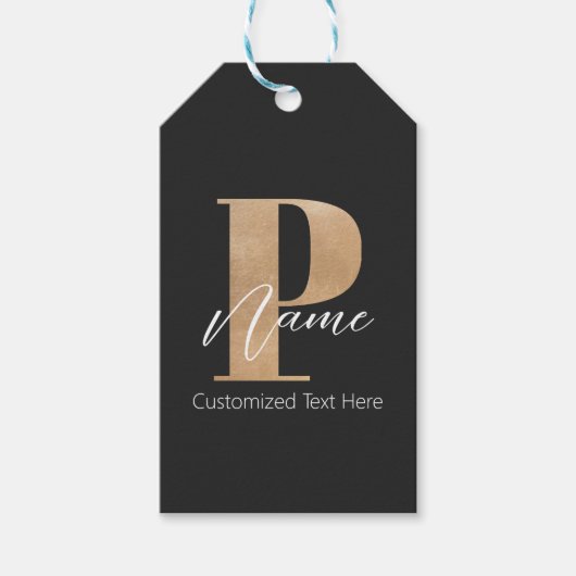 Moderne Monogrammed Initiaal P & Naam Gepersonalis Cadeaulabel (Voorkant)
