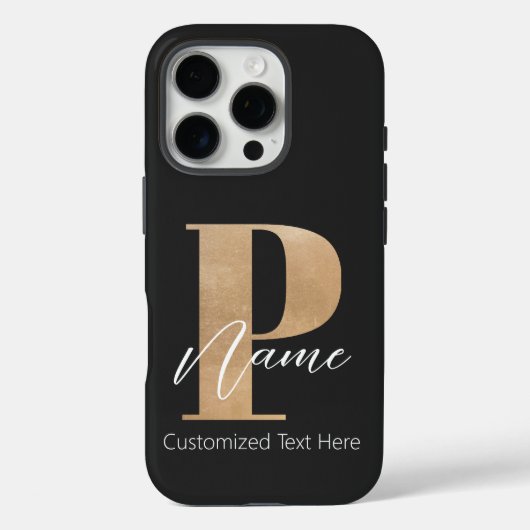 Moderne Monogrammed Initiaal P & Naam Gepersonalis Case-Mate iPhone Case (Achterkant)