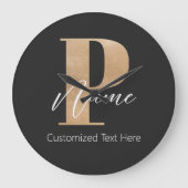 Moderne Monogrammed Initiaal P & Naam Gepersonalis Grote Klok (Voorkant)