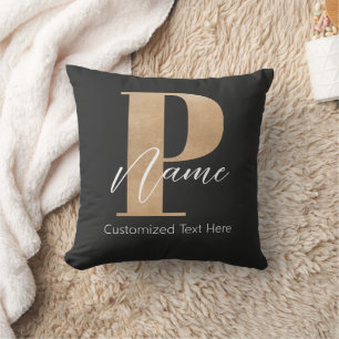 Moderne Monogrammed Initiaal P & Naam Gepersonalis Kussen