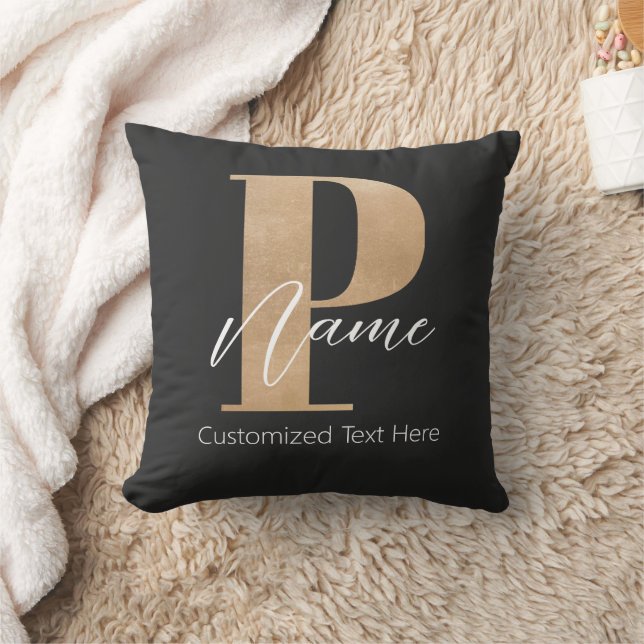 Moderne Monogrammed Initiaal P & Naam Gepersonalis Kussen (Deken)