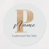 Moderne Monogrammed Initiaal P & Naam Gepersonalis Labels (Design 2)
