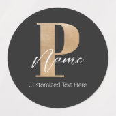 Moderne Monogrammed Initiaal P & Naam Gepersonalis Labels (Design 1)
