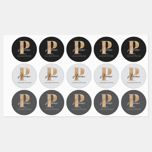 Moderne Monogrammed Initiaal P & Naam Gepersonalis Labels (Vel)