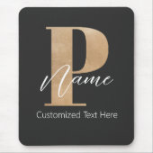 Moderne Monogrammed Initiaal P & Naam Gepersonalis Muismat (Voorkant)