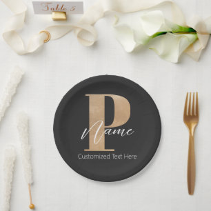 Moderne Monogrammed Initiaal P & Naam Gepersonalis Papieren Bordje