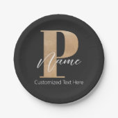 Moderne Monogrammed Initiaal P & Naam Gepersonalis Papieren Bordje (Voorkant)