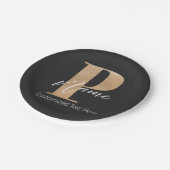Moderne Monogrammed Initiaal P & Naam Gepersonalis Papieren Bordje (Gekanteld)