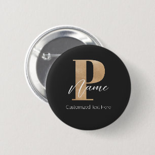 Moderne Monogrammed Initiaal P & Naam Gepersonalis Ronde Button 5,7 Cm