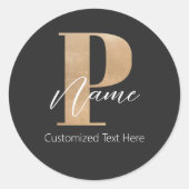 Moderne Monogrammed Initiaal P & Naam Gepersonalis Ronde Sticker (Voorkant)