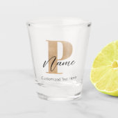 Moderne Monogrammed Initiaal P & Naam Gepersonalis Shot Glas (Voorkant)