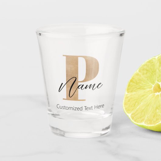 Moderne Monogrammed Initiaal P & Naam Gepersonalis Shot Glas (Voorkant)