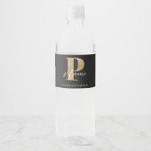 Moderne Monogrammed Initiaal P & Naam Gepersonalis Waterfles Etiket (Voorkant)