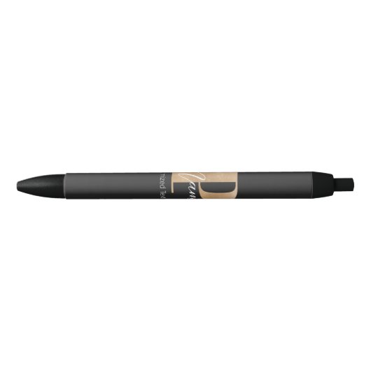 Moderne Monogrammed Initiaal P & Naam Gepersonalis Zwarte Inkt Pen (Voorkant)