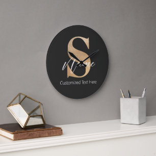 Moderne Monogrammed Initiaal S & Naam Gepersonalis Grote Klok
